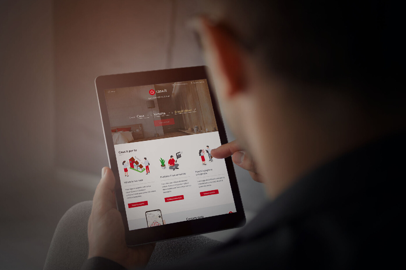 Male hand is browsing an online shop on digital tablet